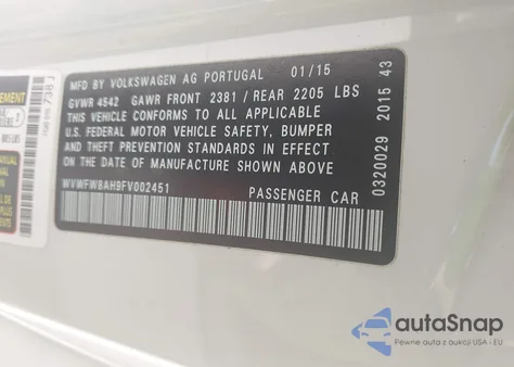 2015 Volkswagen Eos Final Edition from USA, damaged, VIN WVWFW8AH9FV002451